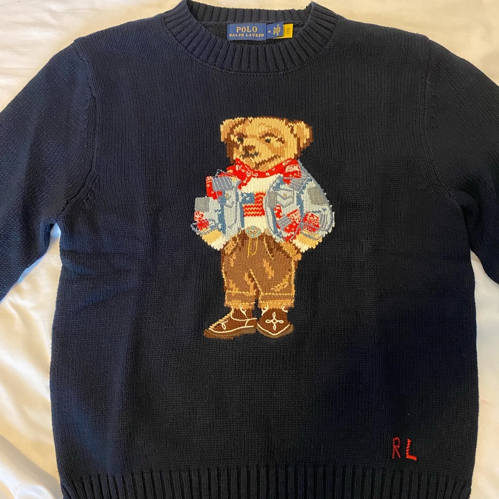 Ralph Lauren Navy Crewneck Sweater with Bear